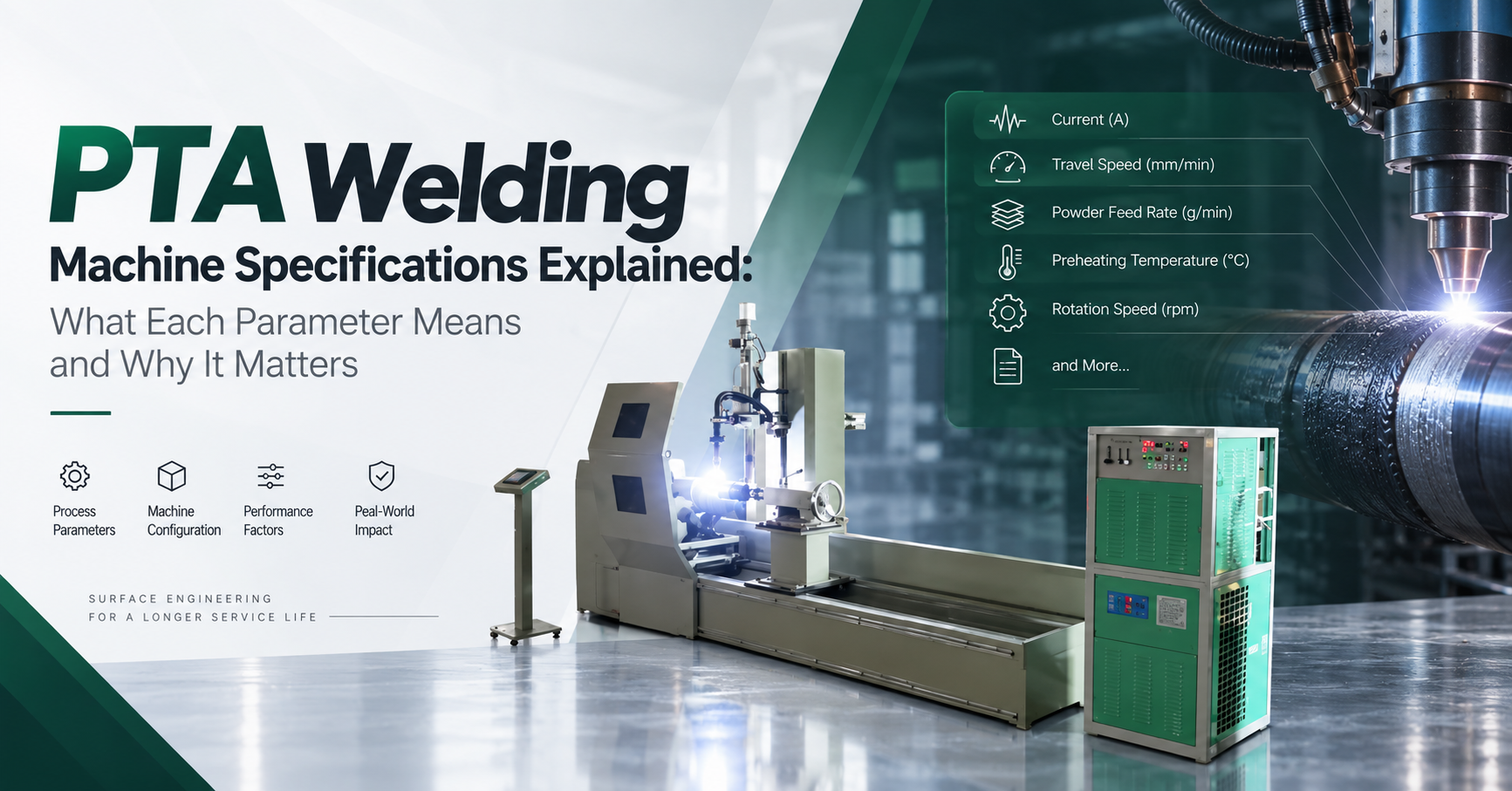 PTA welding machine specifications and equipment
