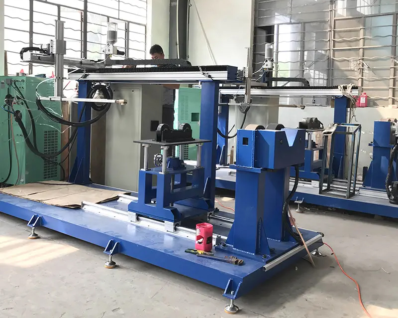 Duomu DSL-LC401 internal-bore cladding machine for extruder barrel cladding applications.