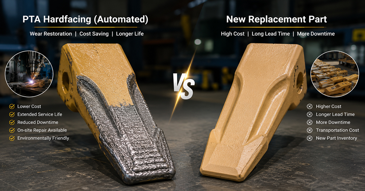 Hardfacing cost vs component replacement cost for reducing industrial equipment maintenance expenses