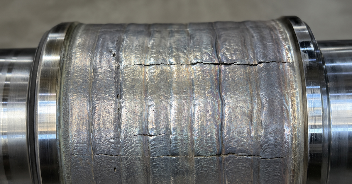 Surface cracks on hardfacing weld overlay after PTA cladding process