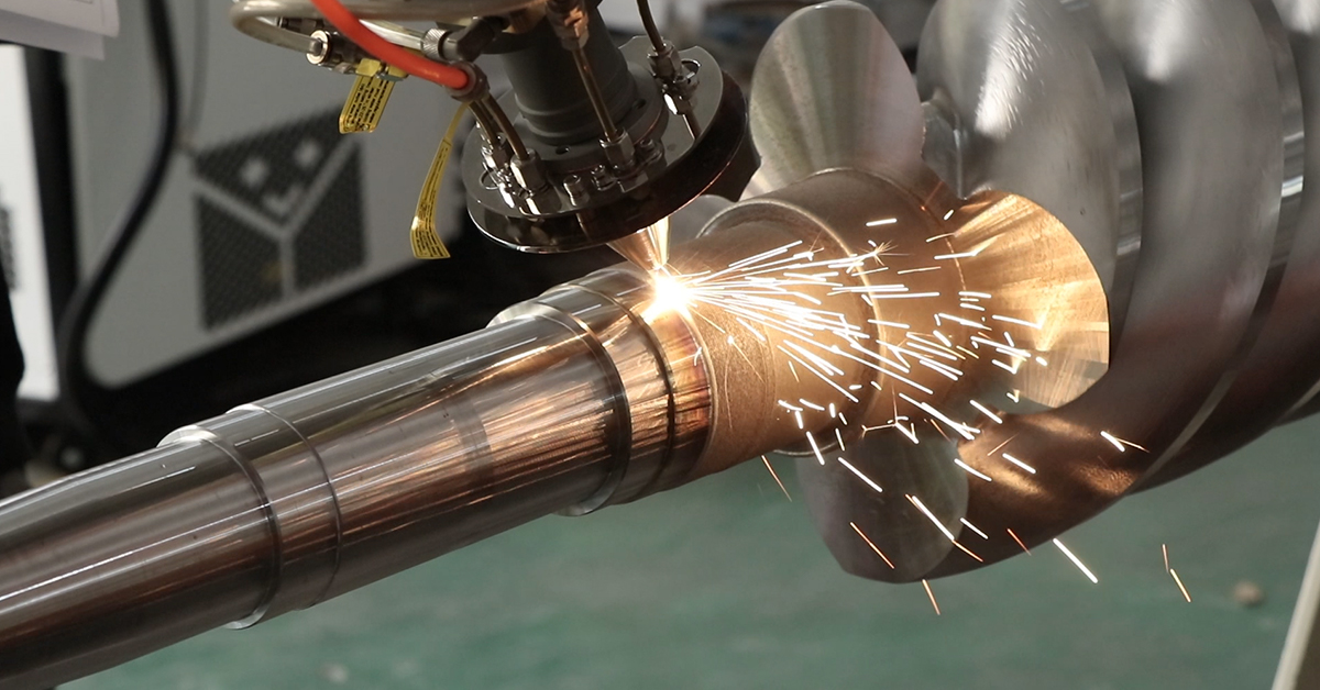 Laser cladding on an air compressor rotor during surface repair