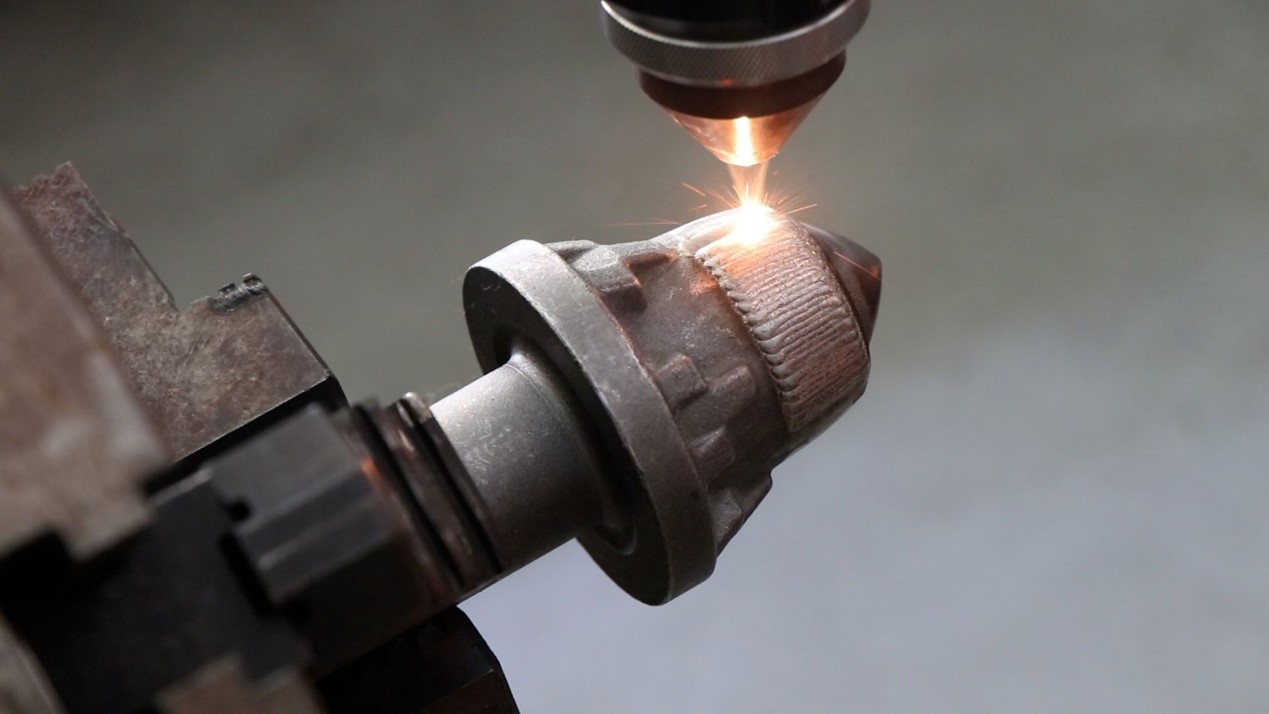 Laser cladding process on mining cutting pick surface