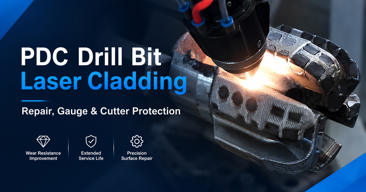 Laser cladding being applied to the gauge pad of a PDC drill bit