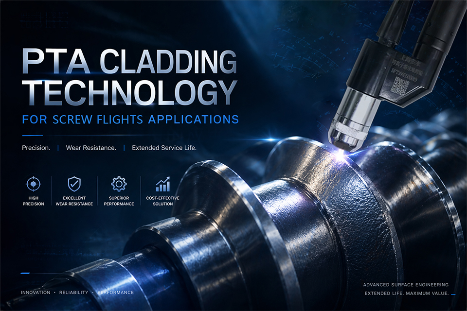 PTA hardfacing process on screw flights for wear-resistant repair and service life extension