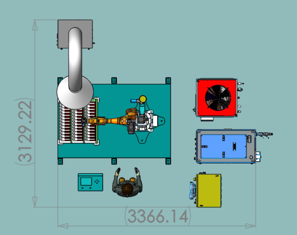 Configuração esquemática do sistema de revestimento a laser