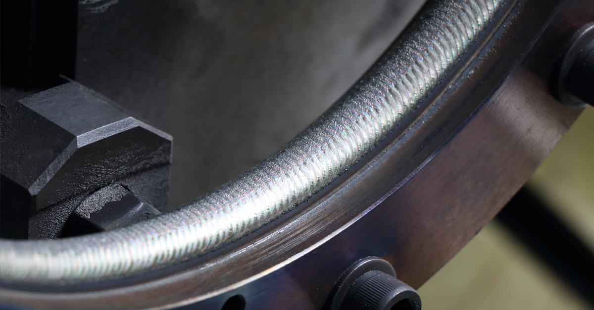 Stellite hardfacing overlay on industrial valve sealing surface